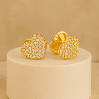 Chunky Huggie Heart Crystal Earrings