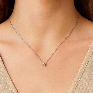 Sterling Silver Faceted White Quartz Pendant Necklace
