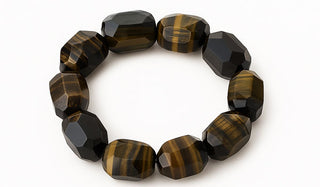 Luxury Faceted Blue Tigers Eye Natural Gemstone Bracelet