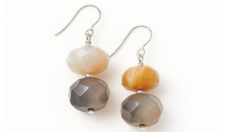 Sterling Silver Faceted Botswana Natural Gemstone Drop Earrings