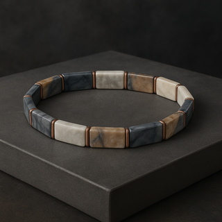 Rectangle Botswana & Fortification Agate Natural Gemstone Bracelet