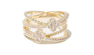 Gold Clover Crossover Ring