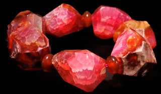 Luxury Pink Agate Quartz & Carnelian Natural Gemstone Bracelet
