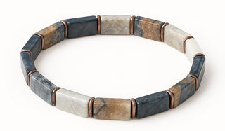 Rectangle Botswana & Fortification Agate Natural Gemstone Bracelet