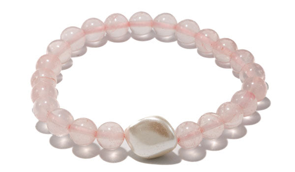 ROSE QUARTZ AND MOTHER OF PEARL BRACELET