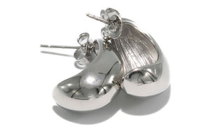 Silver Mini Chunky Half Moon Earrings