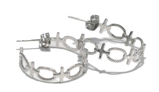 Silver Circle and Cross Hoop Earrings