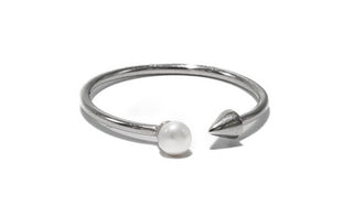 Silver Pearl & Arrow Stacker Ring