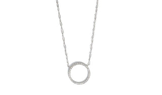 Adjustable Silver Crystal Circle Pendant Necklace