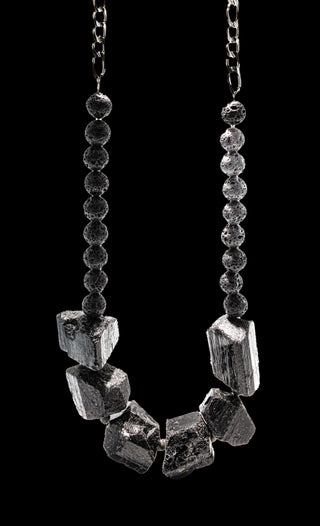 Luxury Black Tourmaline & Black Lava Gemstone Necklace