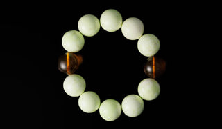 Luxury Lime Chrysoprase & Amber Natural Gemstone Bracelet