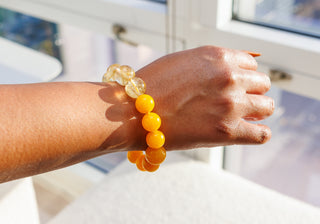Black woman Luxury Yellow Jade & Citrine Natural Gemstone Bracelet