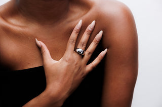 Silver Chunky Dome Ring & Oversized Drop Hoop Earrings Set