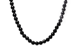 Sterling Silver 90's Style Mini Adjustable Onyx Natural Gemstone Mini Necklace