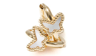 Gold Mother Of Pear Butterfly Huggie Earrings