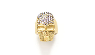 Stainless Steel Crystal Skull Ring