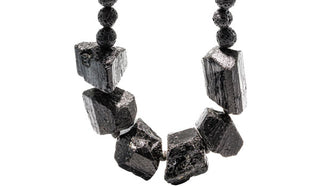 Luxury Black Tourmaline & Black Lava Gemstone Necklace