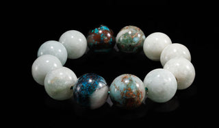 Luxury Burmese Jade & Chrysocolla Natural Gemstone Bracelet