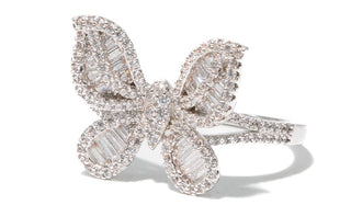 silver Crystal Butterfly Ring