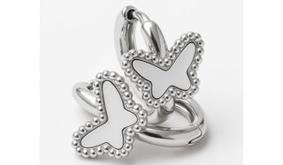 Mother Of Pear Butterfly Huggie Earrings