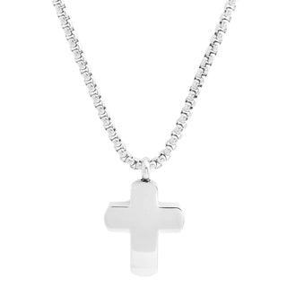 Silver Gloss Finished Stainless Steel Cross Necklace