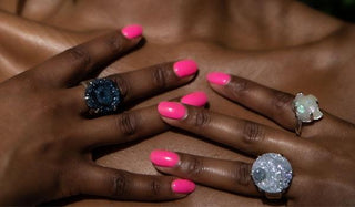 925 Blue Chalcedony Drusy Stone Adjustable Ring lifestyle img