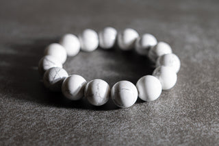 Luxury 14mm Howlite Gloss Natural Gemstone Bracelet