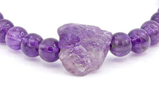 Amethyst raw stone bracelet close up