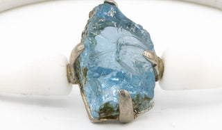 Sterling Silver Aqua Aura Quartz Rubber Bracelet