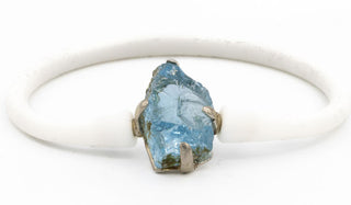 Sterling Silver Aqua Aura Quartz Rubber Bracelet