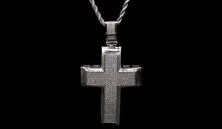 The Big Boss Cross Necklace on black