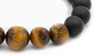 Black onyx and brown tigers eye natural stone bracelet