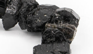 Alt= Raw Black Tourmaline Natural Gemstone Beads.