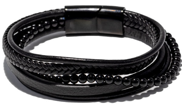 Buckled Jewelry Roll - Full Grain Leather - Black Onyx (Black)