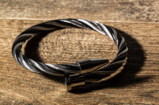 Black & Silver Cable Wire Nail Bracelet