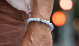 Blue Lace Agate Natural Gemstone Centerpiece Bracelet