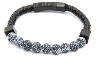 Blue dragon vein and leather bracelet