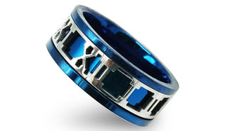 blue Roman numeral ring