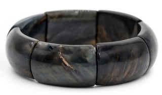 Alt= Blue tigers eye flagstone 21mm Gemstone Bracelet.