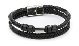 Bolt leather bracelet silver clasp