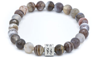Botswana Agate Gemstone Bracelet with Sterling Silver Cube.