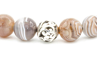 Sterling Silver Botswana Agate Bali Natural Gemstone Bracelet