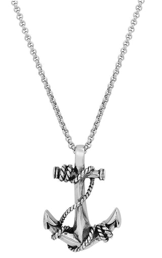 Silver Roped Anchor Pendant Necklace feature img full length