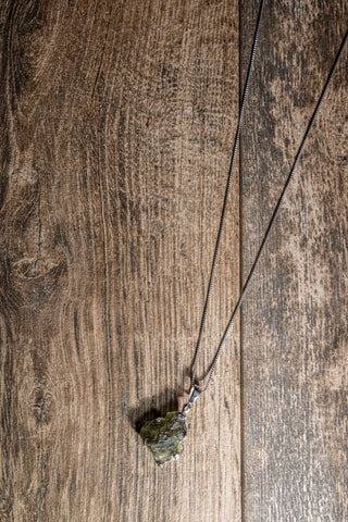 Sterling Silver Spiritual Moldavite Necklace lifestyle img
