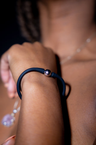 Sterling Silver Gemstone Rubber Bracelet