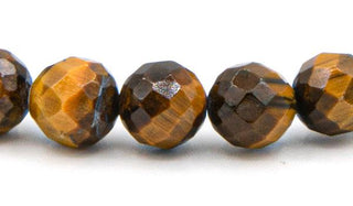 Faceted tigers eye 8mm natural stone bracelet close up
