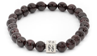 Alt=Garnet Charm Gemstone Bracelet.