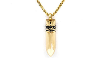 Alt= Men's Gold Detachable Bullet Necklace.