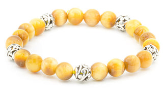 Sterling Silver Golden Tigers Eye Bali Gemstone Bracelet