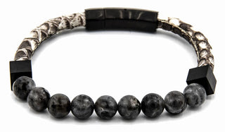 Snake skin and Grey Agate Men's Bracelet